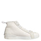 Dolce & Gabbana White Leather Mid Top Sneakers Shoes