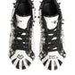 Dolce & Gabbana White Studded Printed Low Top Sneakers Shoes
