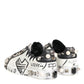 Dolce & Gabbana White Studded Printed Low Top Sneakers Shoes