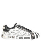 Dolce & Gabbana White Studded Printed Low Top Sneakers Shoes
