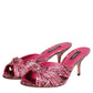 Dolce & Gabbana Pink Leather Heels Slides Sandals Shoes