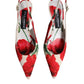 Dolce & Gabbana White Floral Heels Slingback Sandals Shoes
