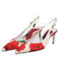 Dolce & Gabbana White Floral Heels Slingback Sandals Shoes