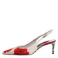 Dolce & Gabbana White Floral Heels Slingback Sandals Shoes