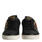 Dolce & Gabbana Black Leather Sacred Heart Sneakers Shoes