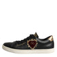 Dolce & Gabbana Black Leather Sacred Heart Sneakers Shoes