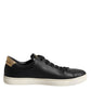 Dolce & Gabbana Black Leather Sacred Heart Sneakers Shoes