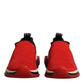 Dolce & Gabbana Red Sorrento Slip On Low Top Sneakers Shoes