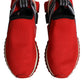 Dolce & Gabbana Red Sorrento Slip On Low Top Sneakers Shoes