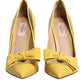Valentino Yellow Patent Leather PVC Bow Heels Pumps Shoes