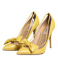 Valentino Yellow Patent Leather PVC Bow Heels Pumps Shoes