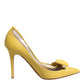 Valentino Yellow Patent Leather PVC Bow Heels Pumps Shoes