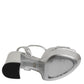 Dolce & Gabbana Silver Logo Ankle Strap Heels Sandals Shoes