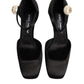 Dolce & Gabbana Black Leather Logo Ankle Strap Sandals Shoes