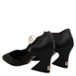 Dolce & Gabbana Black Leather Logo Ankle Strap Sandals Shoes