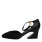 Dolce & Gabbana Black Leather Logo Ankle Strap Sandals Shoes