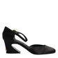 Dolce & Gabbana Black Leather Logo Ankle Strap Sandals Shoes