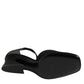 Dolce & Gabbana Black Leather Logo Ankle Strap Sandals Shoes