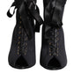 Dolce & Gabbana Black Stiletto Heels Lace Up Boots Shoes