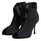 Dolce & Gabbana Black Stiletto Heels Lace Up Boots Shoes