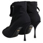 Dolce & Gabbana Black Stiletto Heels Lace Up Boots Shoes