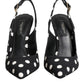 Dolce & Gabbana Black White Dotted Stiletto Slingback Shoes