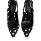 Dolce & Gabbana Black White Dotted Stiletto Slingback Shoes