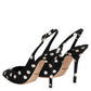Dolce & Gabbana Black White Dotted Stiletto Slingback Shoes