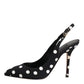 Dolce & Gabbana Black White Dotted Stiletto Slingback Shoes