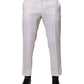 Dolce & Gabbana White Polyester Tapered Formal Trouser Pants