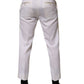 Dolce & Gabbana White Polyester Tapered Formal Trouser Pants