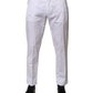 Dolce & Gabbana White Cotton Dress Slim Formal Trouser Pants