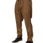 Dolce & Gabbana Brown Cotton Chino Mid Waist Men Jogger Pants