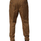 Dolce & Gabbana Brown Cotton Chino Mid Waist Men Jogger Pants