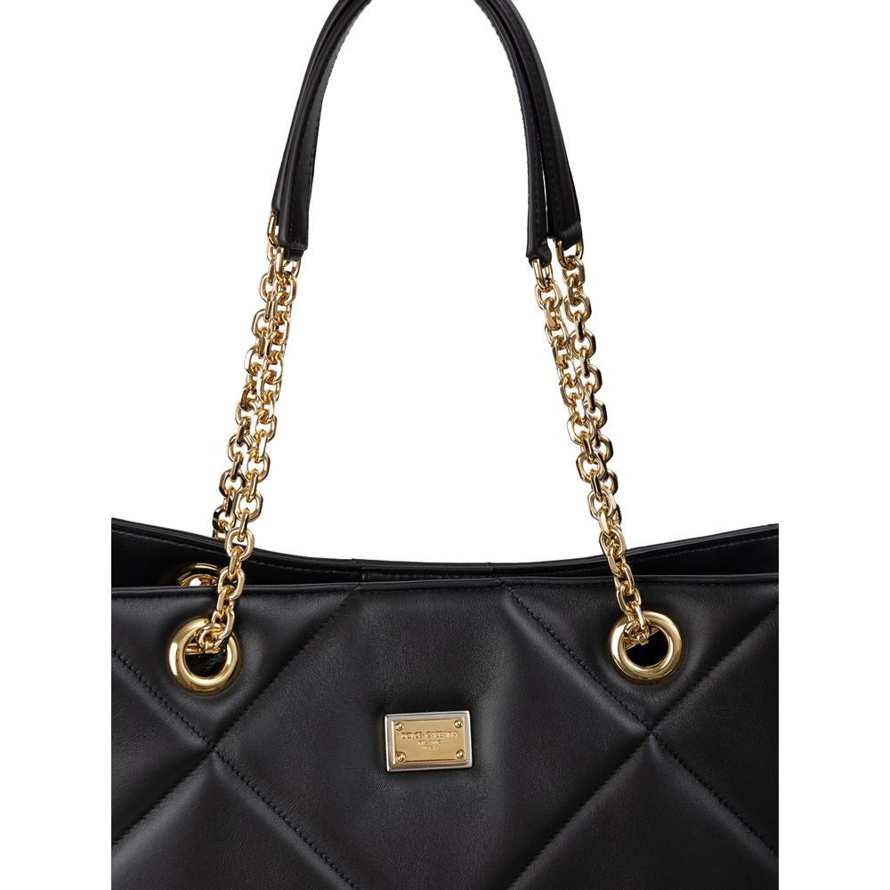Dolce & Gabbana Black Leather Tote Bag Womens Tote Bag
