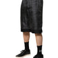 Dolce & Gabbana Gray Black Silk DG Logo Men Bermuda Shorts