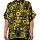 Dolce & Gabbana Yellow Silk Silver DG Logo Geometric T-shirt