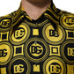 Dolce & Gabbana Yellow Silk Silver DG Logo Geometric T-shirt
