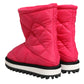 Dolce & Gabbana Pink White Viscose Padded Mid Calf Boots Shoes