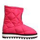 Dolce & Gabbana Pink White Viscose Padded Mid Calf Boots Shoes