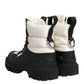 Dolce & Gabbana Black White Padded Mid Calf Lace Up Boots Shoes
