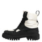 Dolce & Gabbana Black White Padded Mid Calf Lace Up Boots Shoes