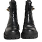 Dolce & Gabbana Black Calfskin DG Logo Strap Ankle Boots Shoes