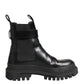Dolce & Gabbana Black Calfskin DG Logo Strap Ankle Boots Shoes