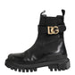 Dolce & Gabbana Black Gold DG Logo Trekking Calf Boots Shoes