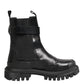 Dolce & Gabbana Black Gold DG Logo Trekking Calf Boots Shoes