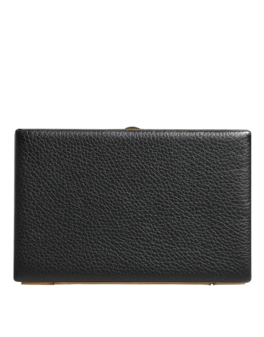 Dolce & Gabbana Black Leather Gold Frame Clutch Evening Party Purse Bag Mens Clutch Bag
