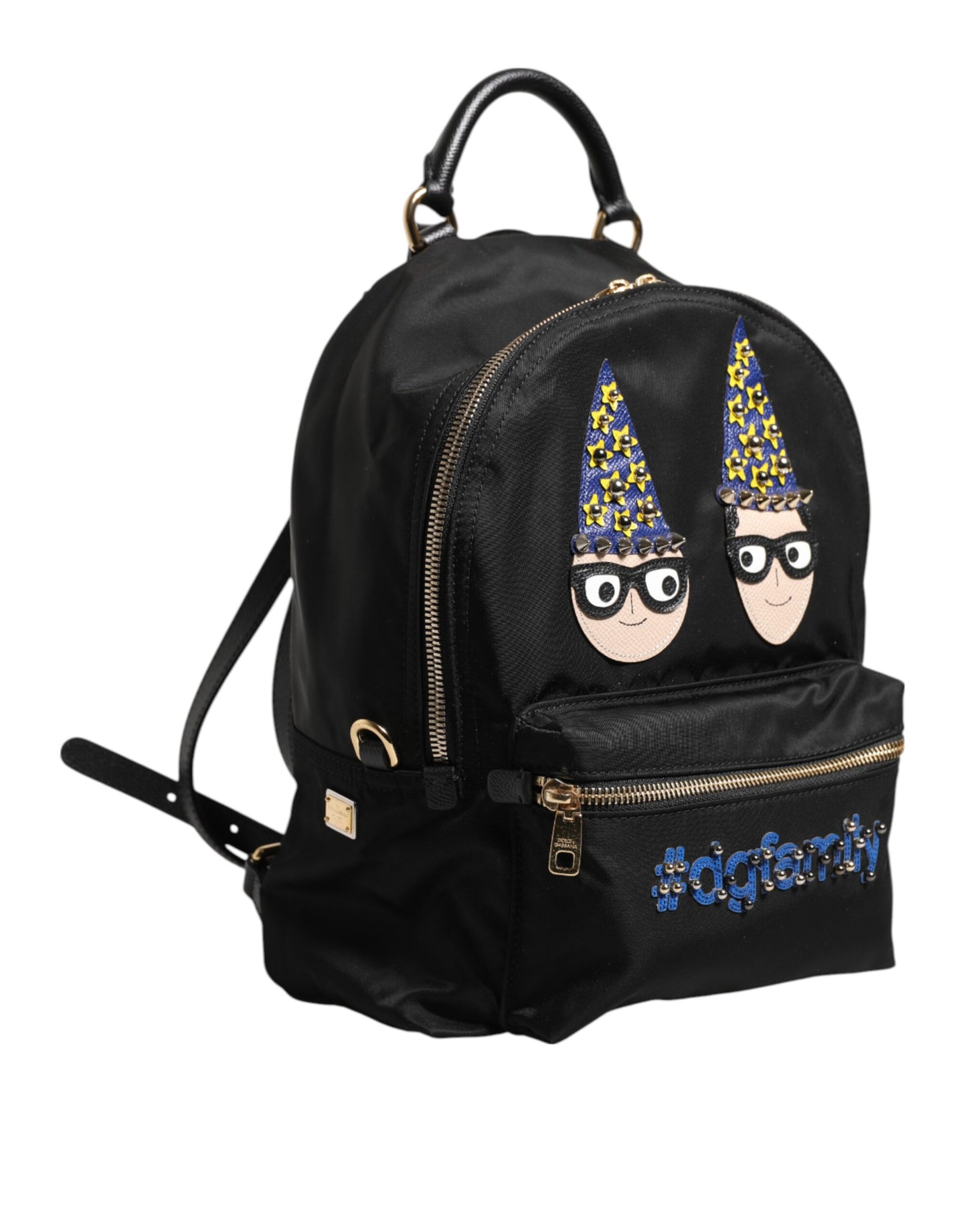 Dolce & Gabbana Black Nylon #DGFAMILY VULCANO Embellished Backpack Bag Womens Backpack