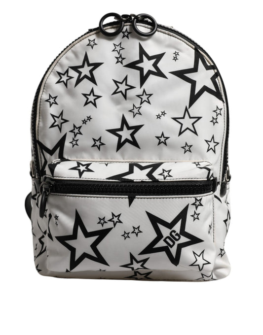 Dolce & Gabbana White DG Stars Print Nylon Travel Backpack Bag Womens Backpack