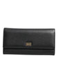 Dolce & Gabbana Black Leather Logo Plaque Card Holder Trifold Wallet